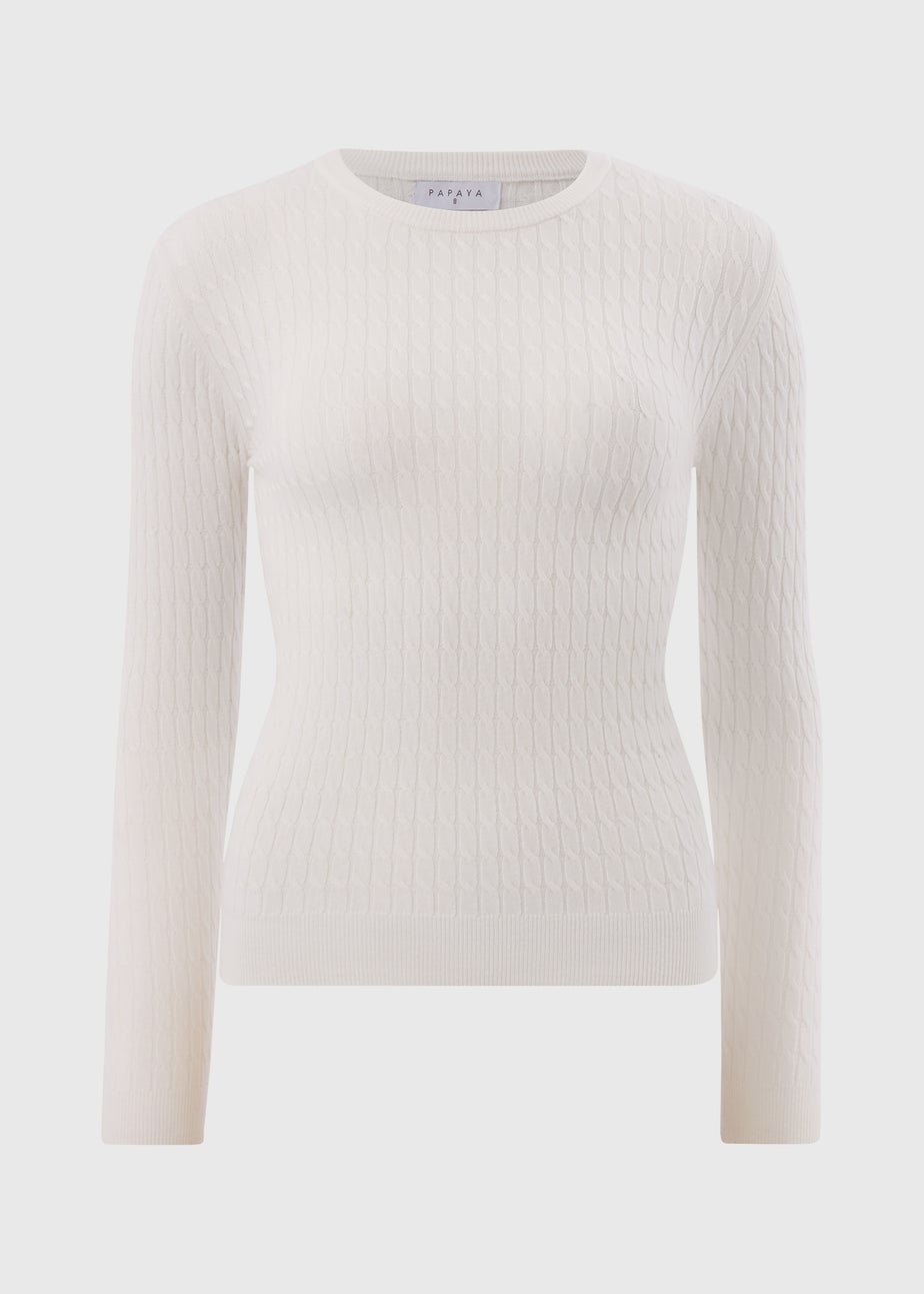 Cream Knitted Baby Cable Jumper