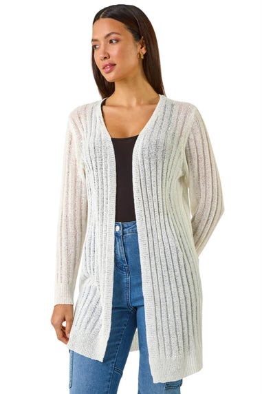 Roman Ivory Longline Lightweight Knit Cardigan