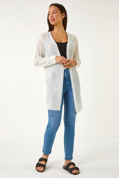 Roman Ivory Longline Lightweight Knit Cardigan