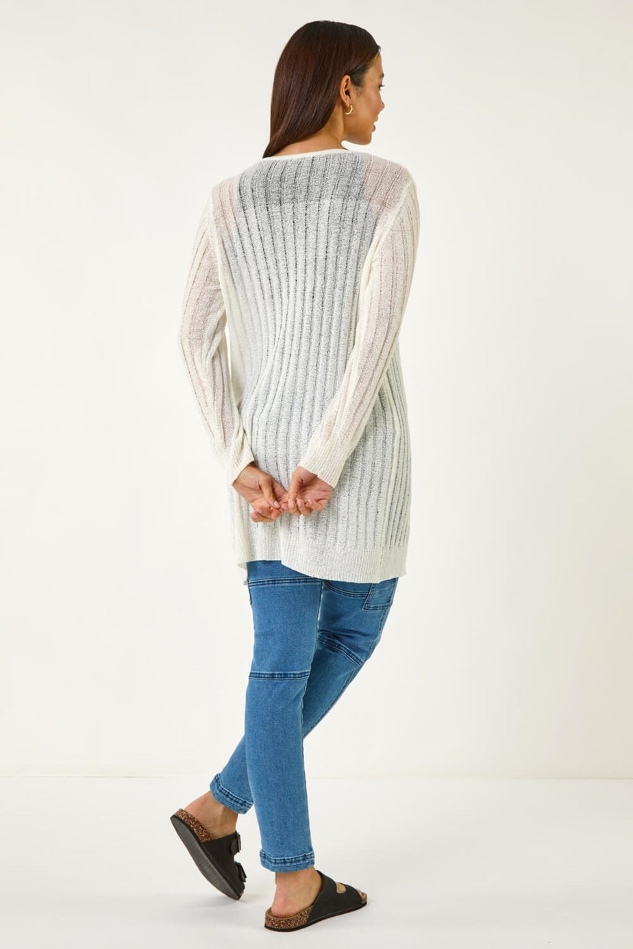 Roman Ivory Longline Lightweight Knit Cardigan