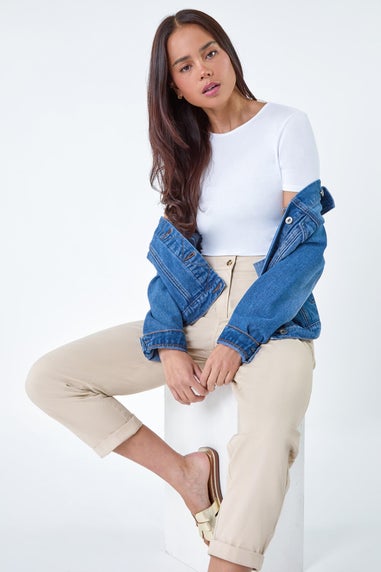 Roman Stone Petite Cotton Blend Stretch Chino Trousers