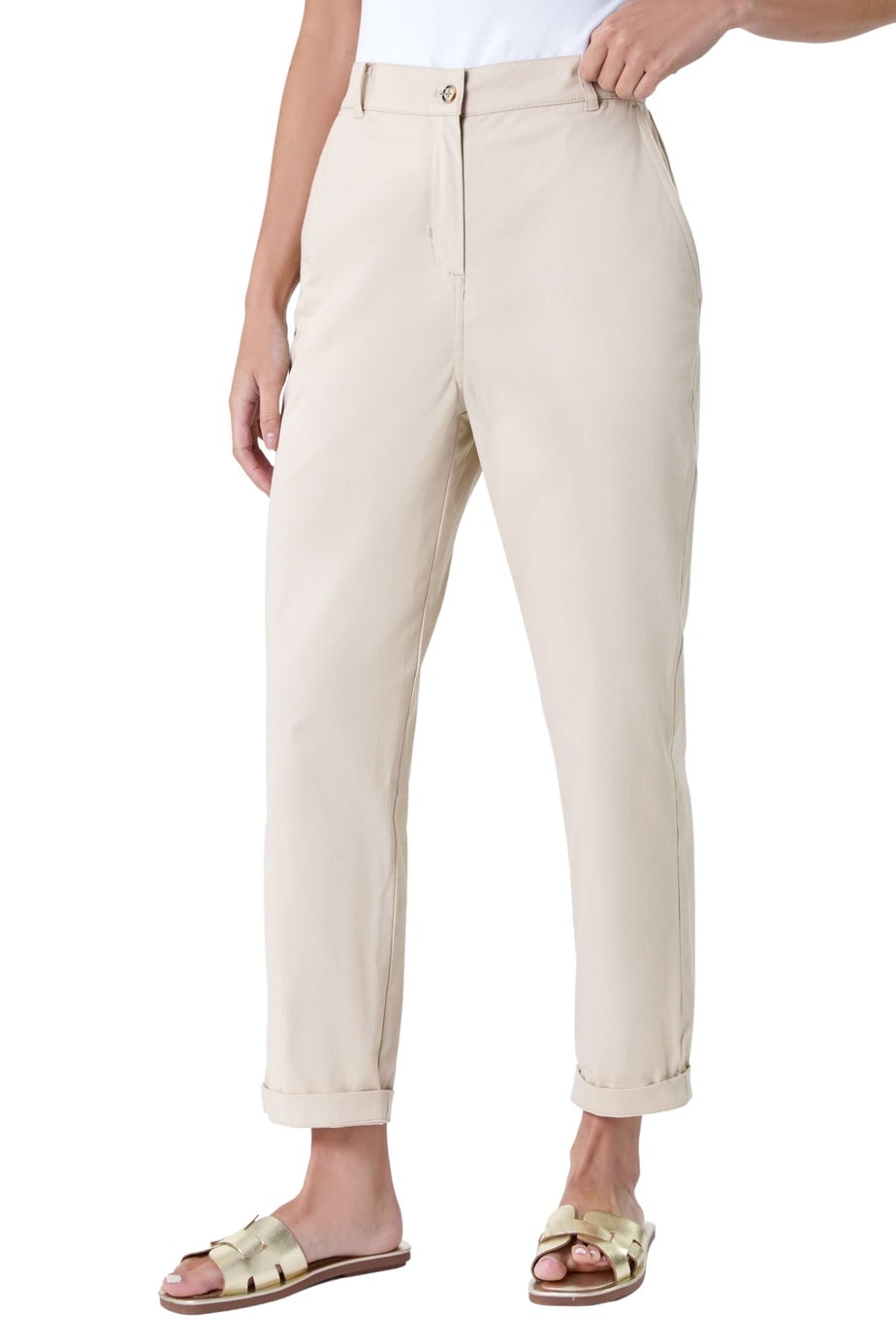 Roman Stone Petite Cotton Blend Stretch Chino Trousers
