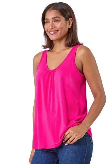 Roman Pink Plain V-Neck Stretch Jersey Vest Top