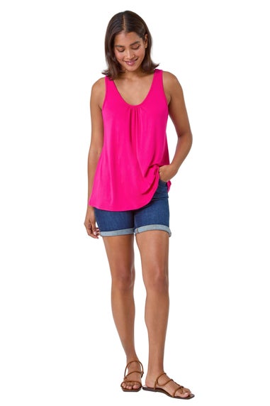 Roman Pink Plain V-Neck Stretch Jersey Vest Top