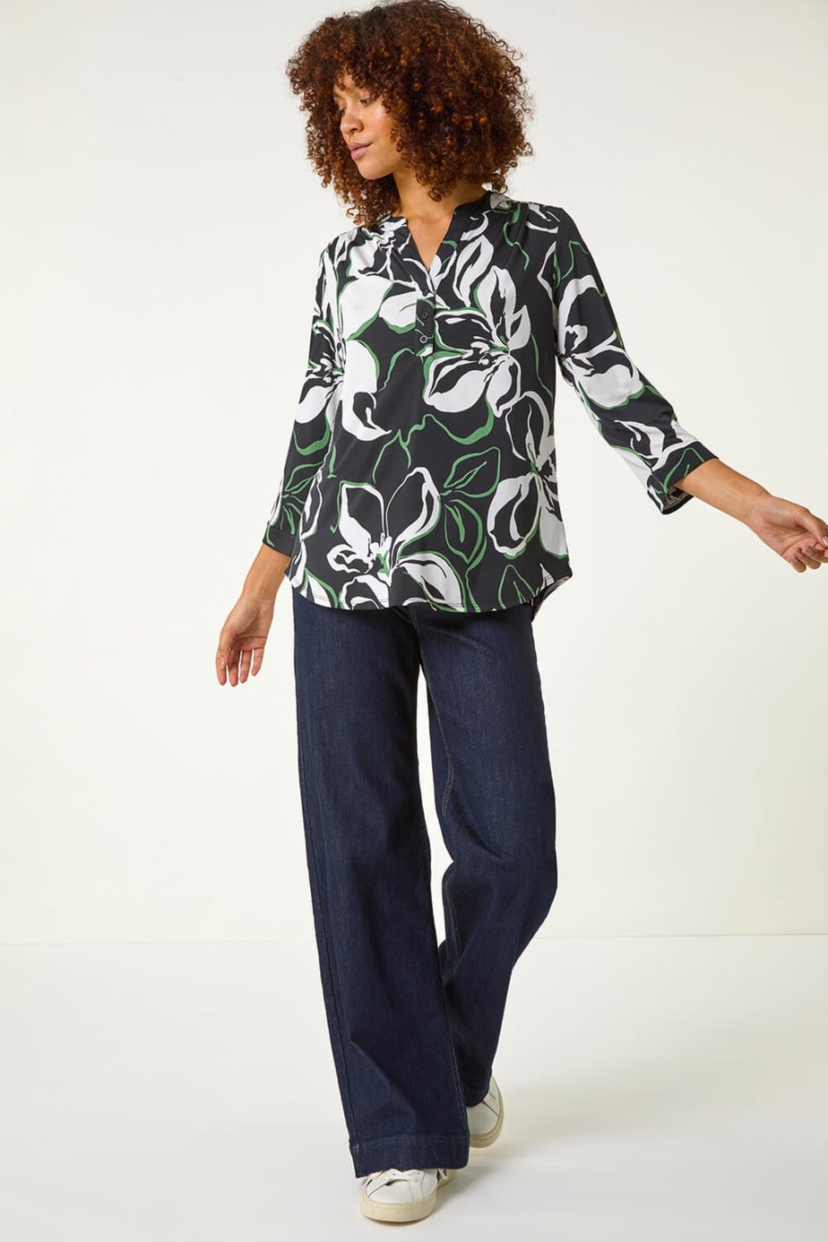 Roman Black Floral Textured Print Shirt