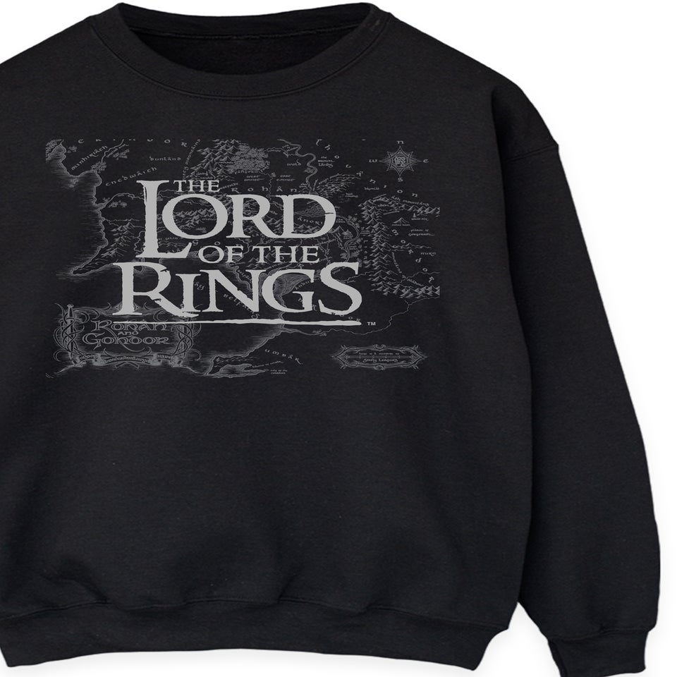 Lord Of The Rings Map Black Graphic Sweatshirt