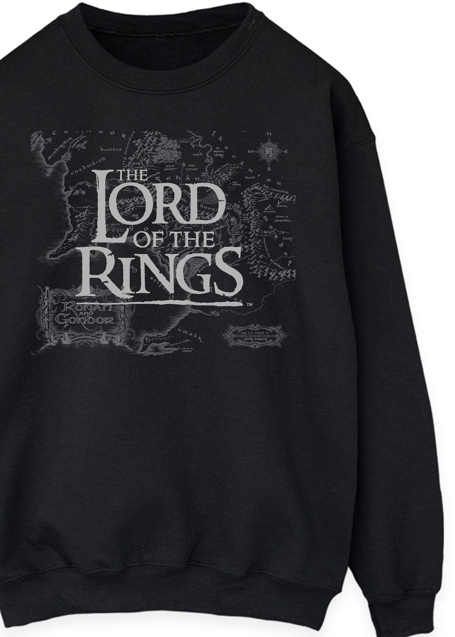 Lord Of The Rings Map Black Graphic Sweatshirt