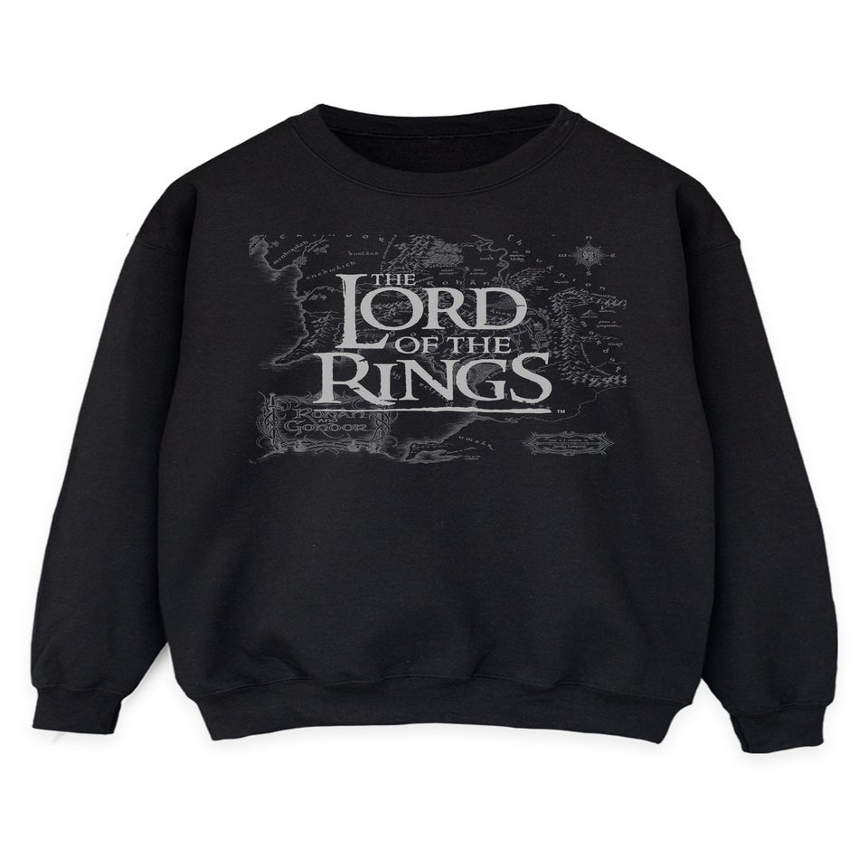 Lord Of The Rings Map Black Graphic Sweatshirt