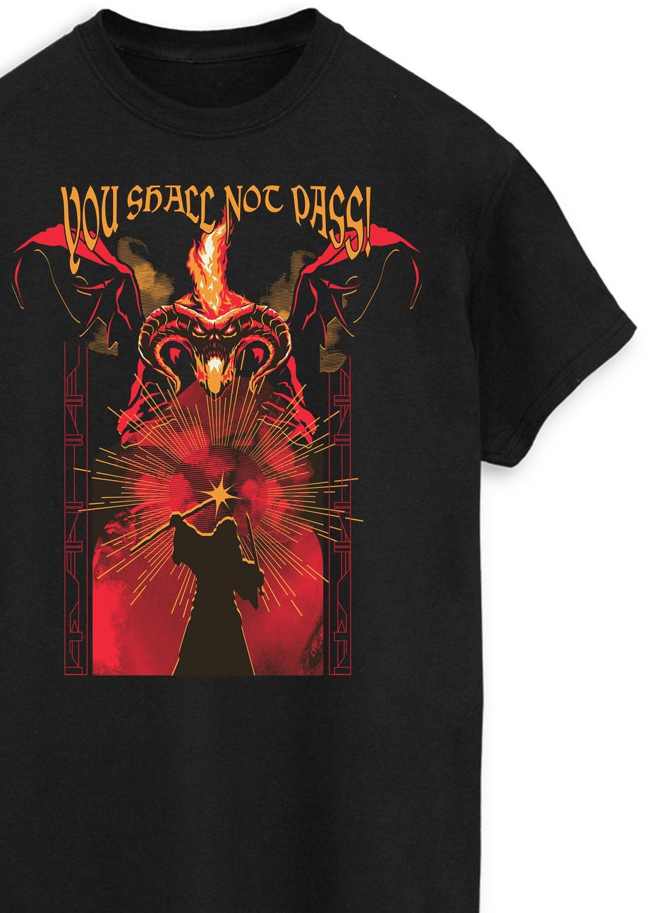 Lord Of The Rings You Shall Not Pass Black Graphic T-Shirt