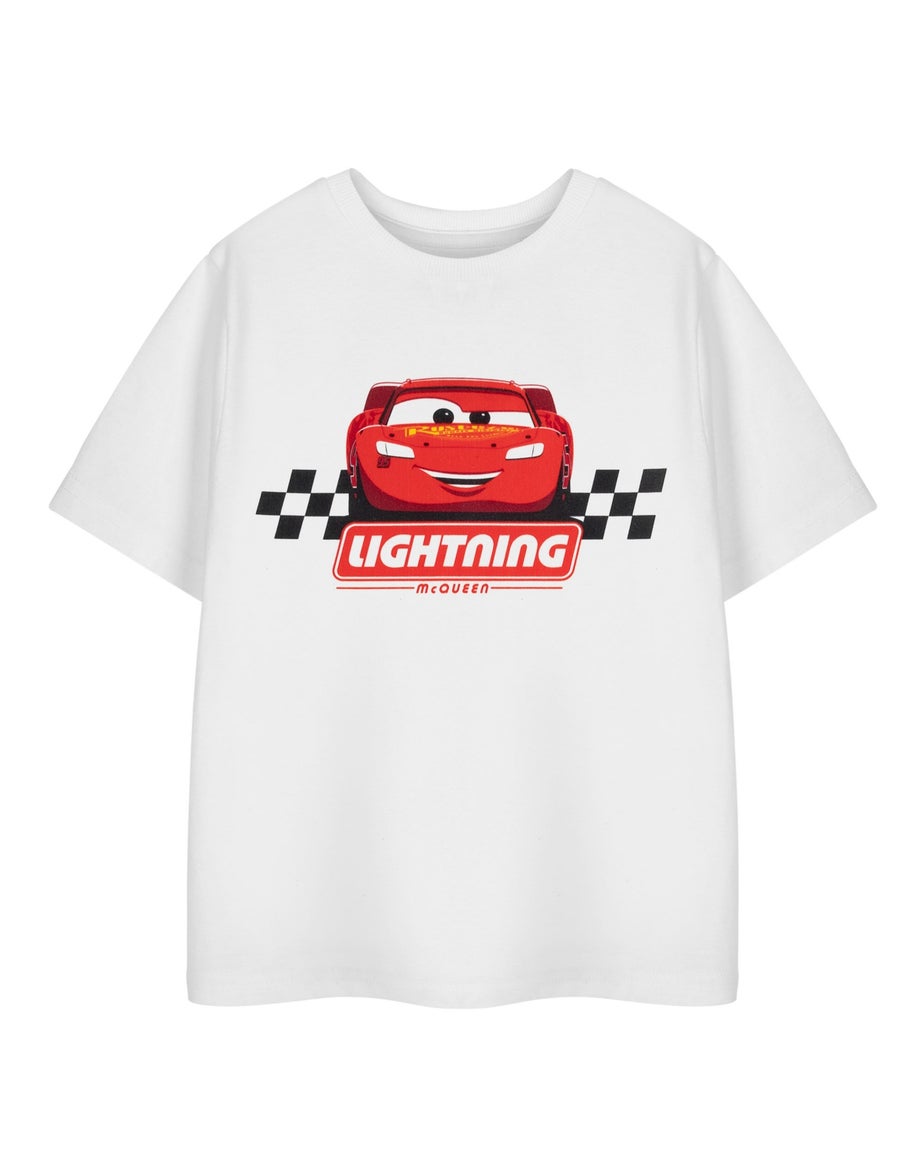 Disney White  Cars Lightning McQueen Kids T-Shirt (3-14 Years)