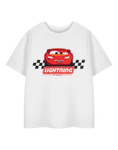 Disney White Cars Lightning McQueen Kids T-Shirt (3-14 Years)