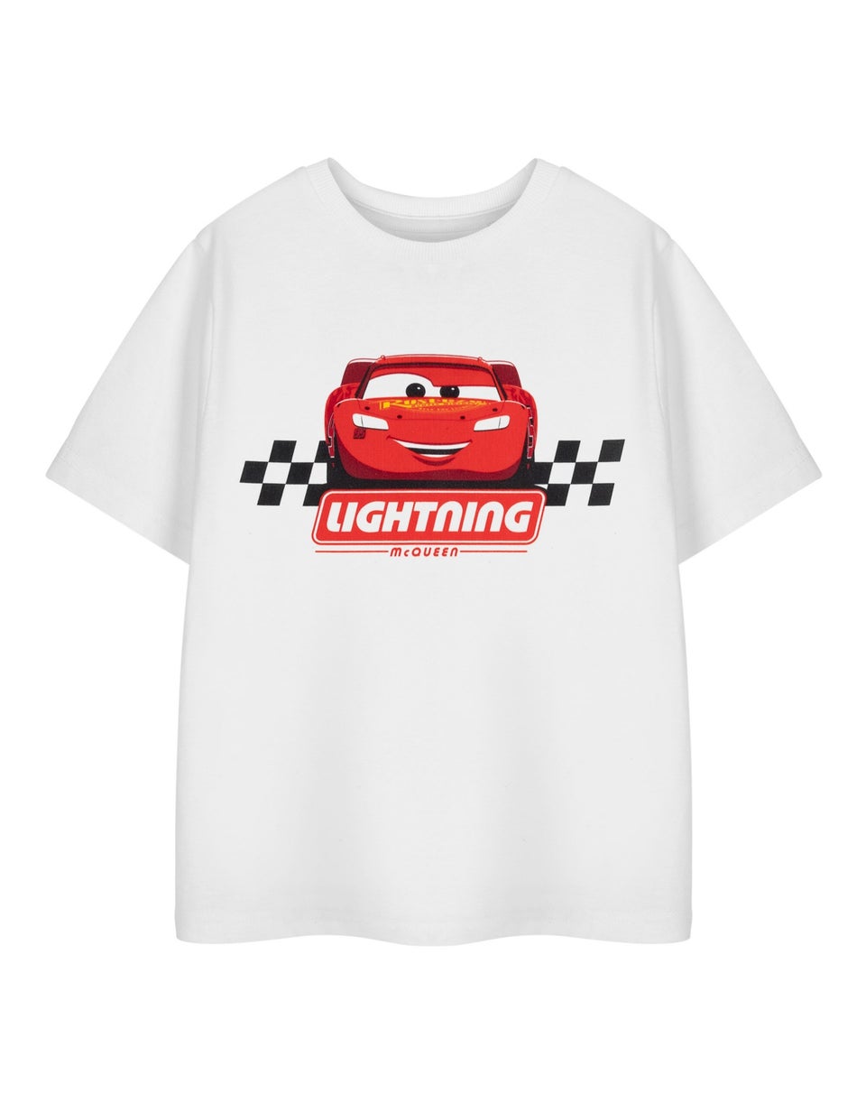 Disney White Cars Lightning McQueen Kids T-Shirt (3-14 Years)