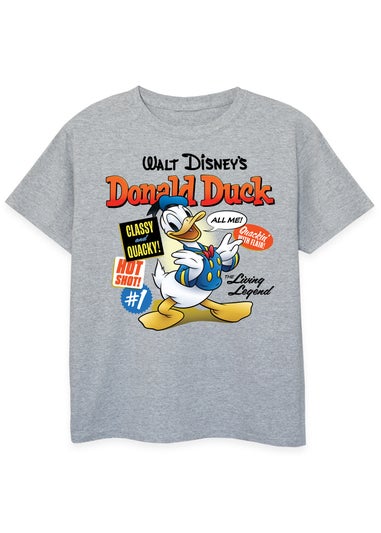 Disney Donald Duck Comic Cover Kids Heather Grey Graphic T-Shirt (3-13 Years)