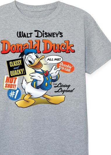 Disney Donald Duck Comic Cover Kids Heather Grey Graphic T-Shirt (3-13 Years)