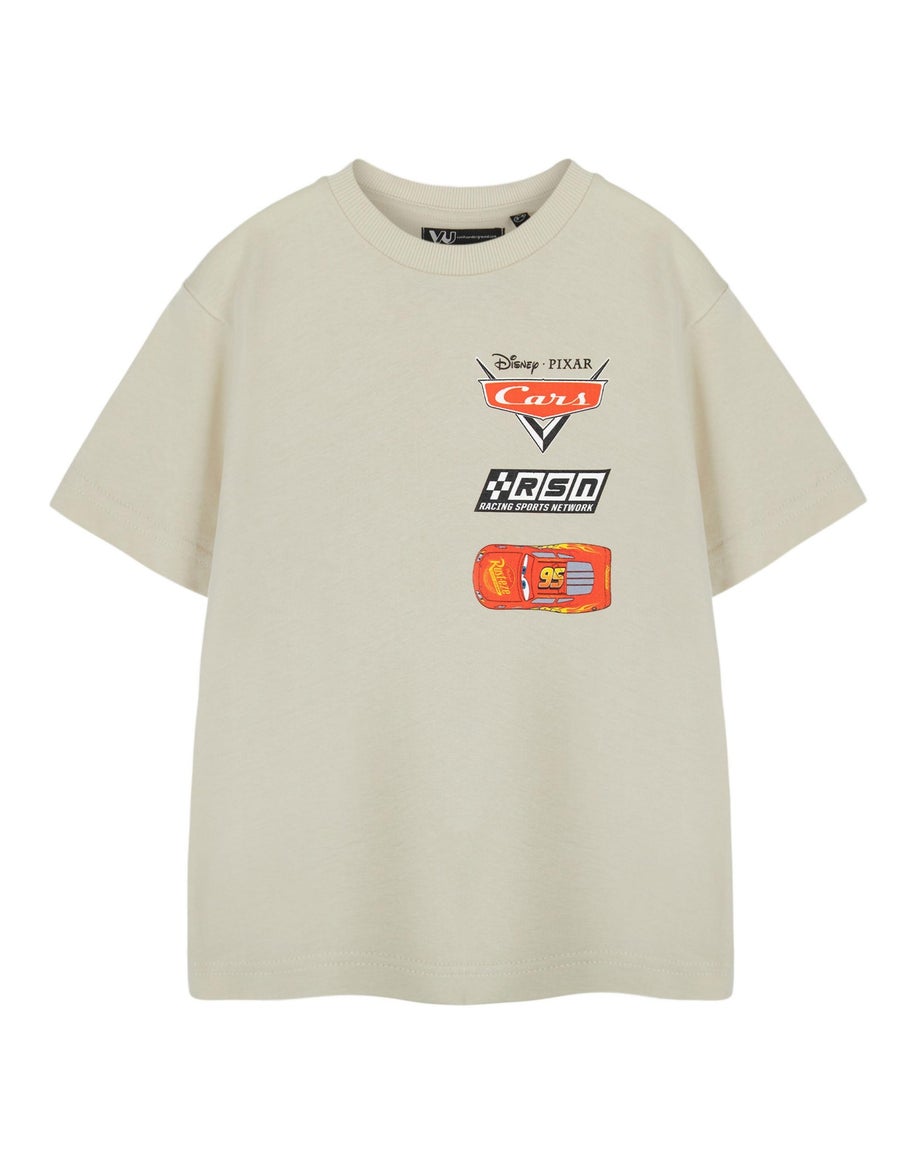 Disney Beige  Cars Racing Sports Network Kids T-Shirt (3-14 Years)