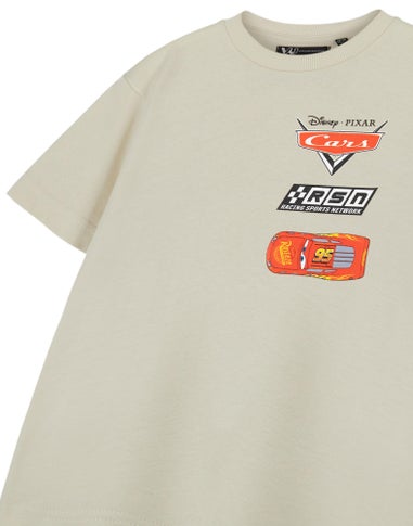 Disney Beige  Cars Racing Sports Network Kids T-Shirt (3-14 Years)