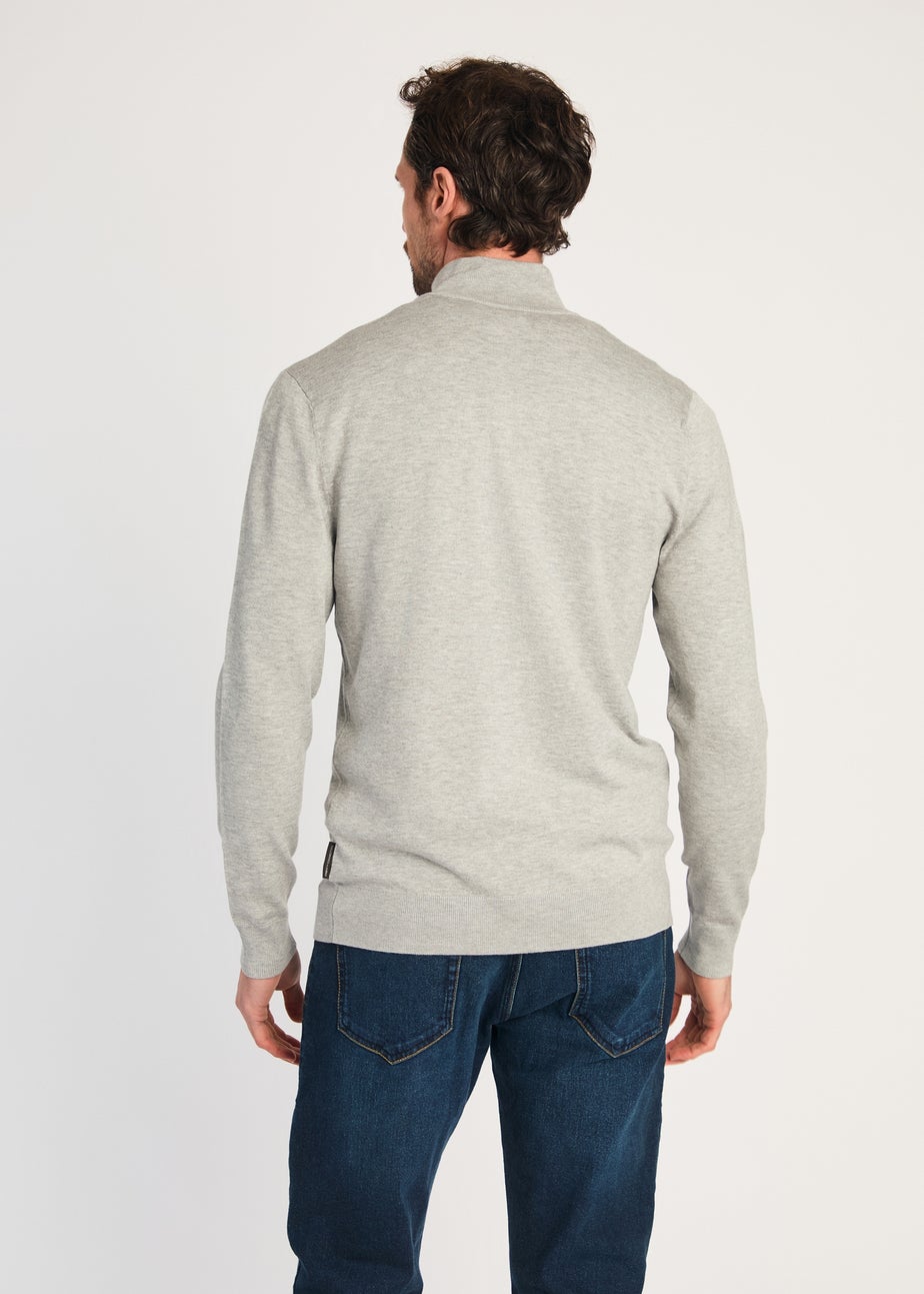 French Connection Light Grey 1/2 Zip Knitted Jumper
