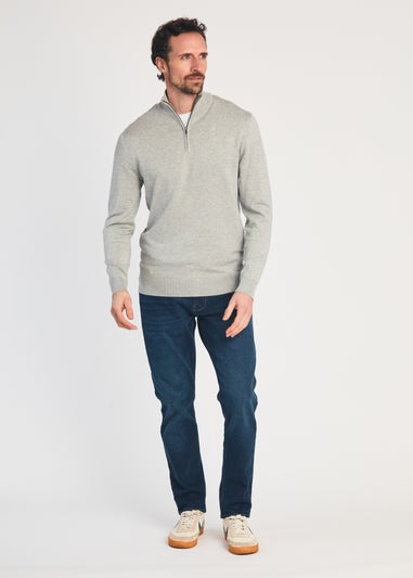 French Connection Light Grey 1/2 Zip Knitted Jumper
