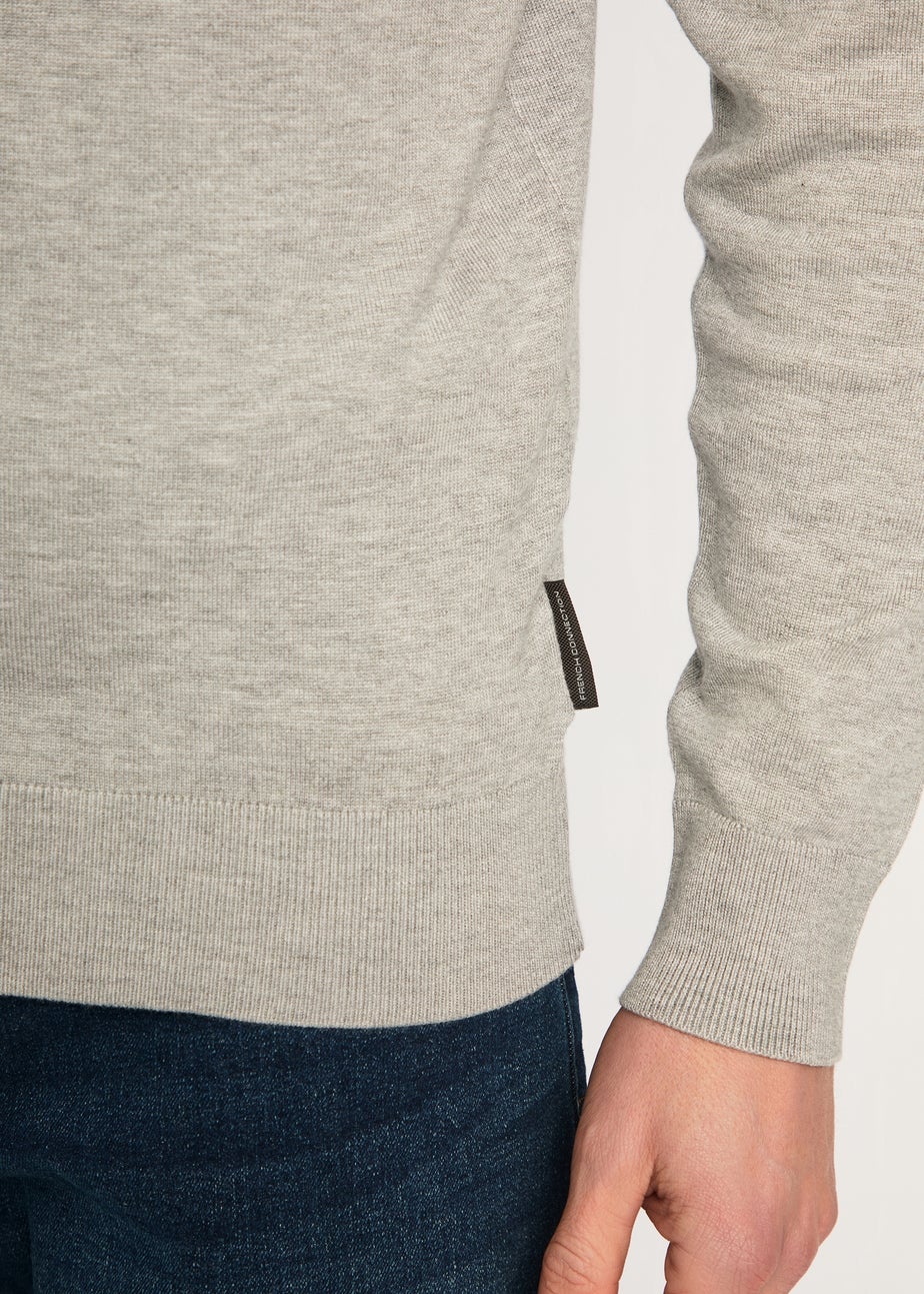 French Connection Light Grey 1/2 Zip Knitted Jumper