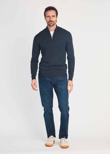 French Connection Navy 1/2 Zip Knitted Jumper