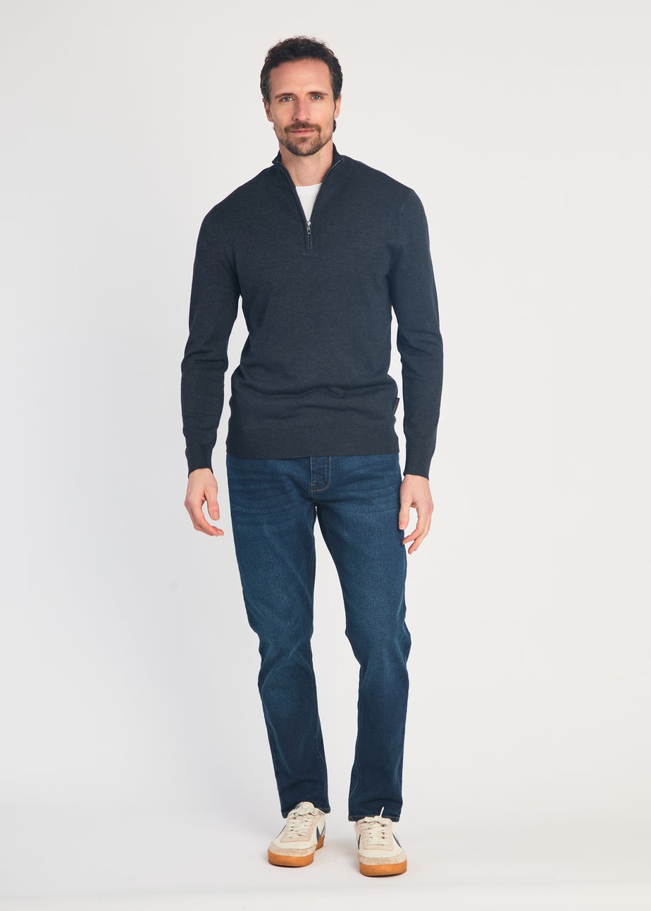 French Connection Navy 1/2 Zip Knitted Jumper