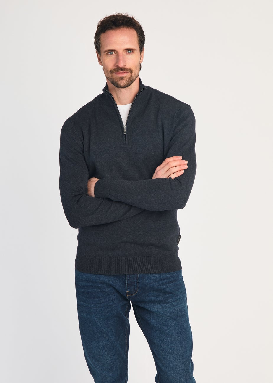 French Connection Navy 1/2 Zip Knitted Jumper