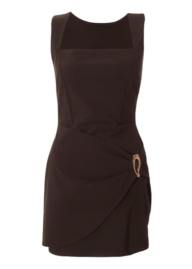 Quiz Brown Square Neck Mini Dress