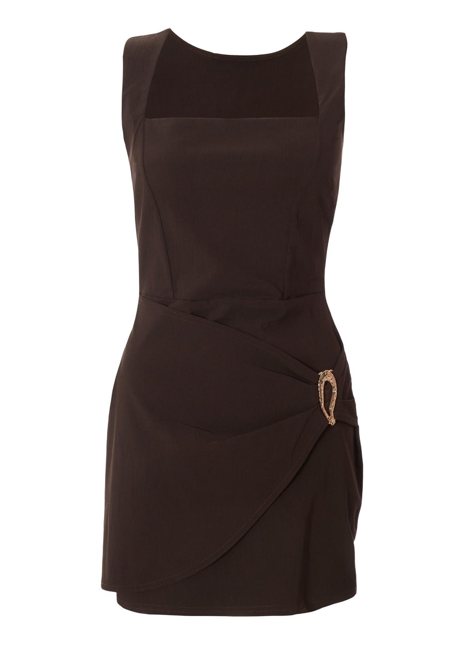 Quiz Brown Square Neck Mini Dress