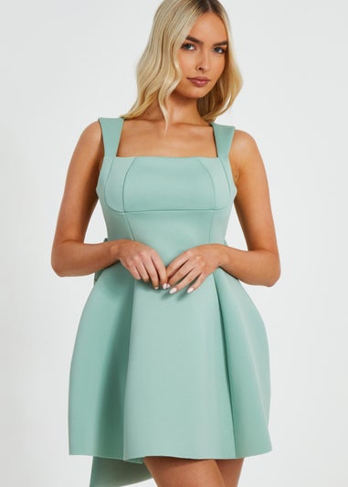 Quiz Green Bow Skater Dress