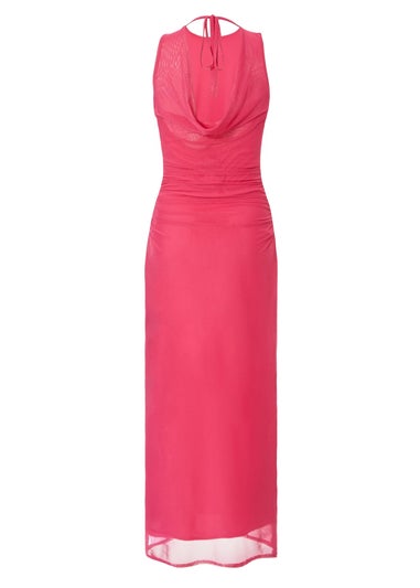 Quiz Magenta Mesh Midaxi Dress