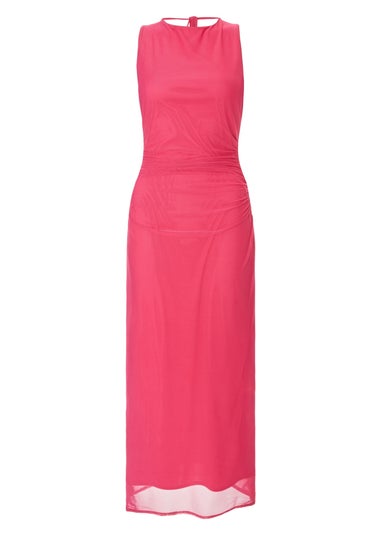 Quiz Magenta Mesh Midaxi Dress