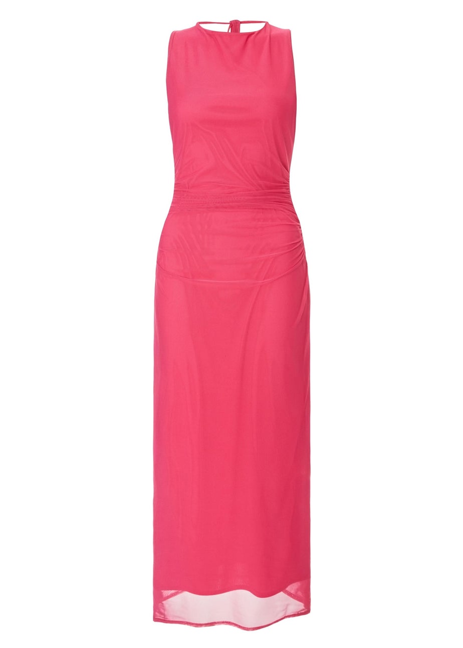 Quiz Magenta Mesh Midaxi Dress