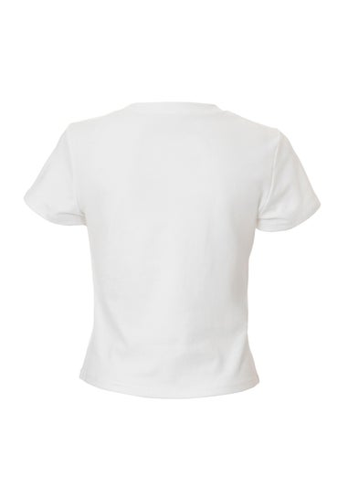 Quiz White Diamante Cherry Top