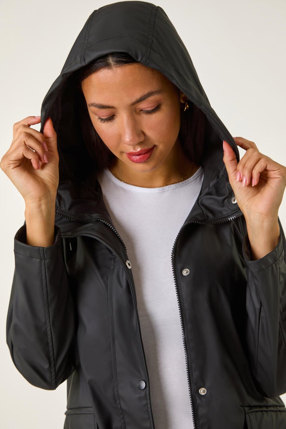 Roman Black Rain Resistant Hooded Jacket