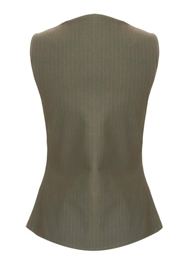 Quiz Khaki Pinstripe Button Front Waistcoat