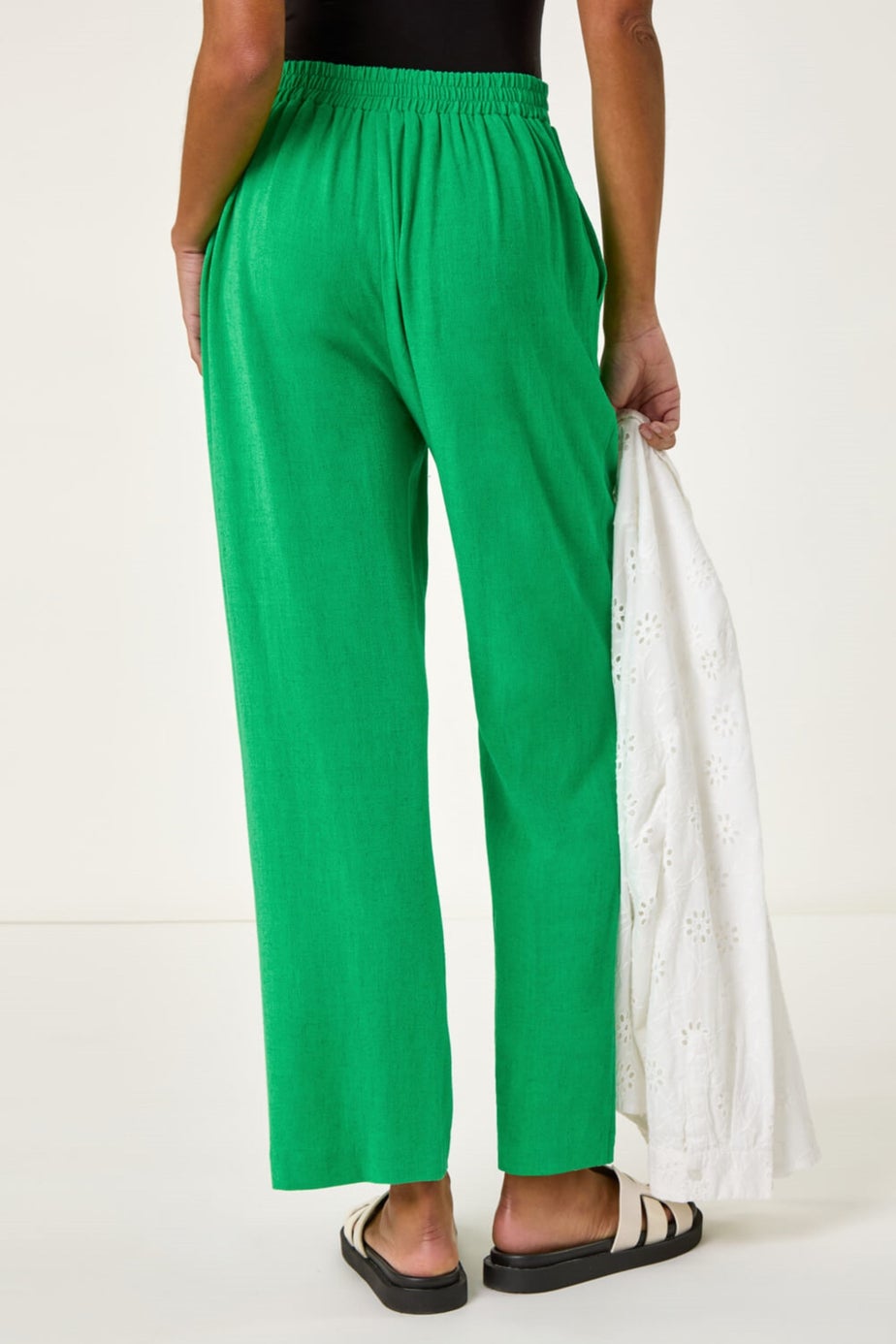 Roman Green Full Length Linen Trousers