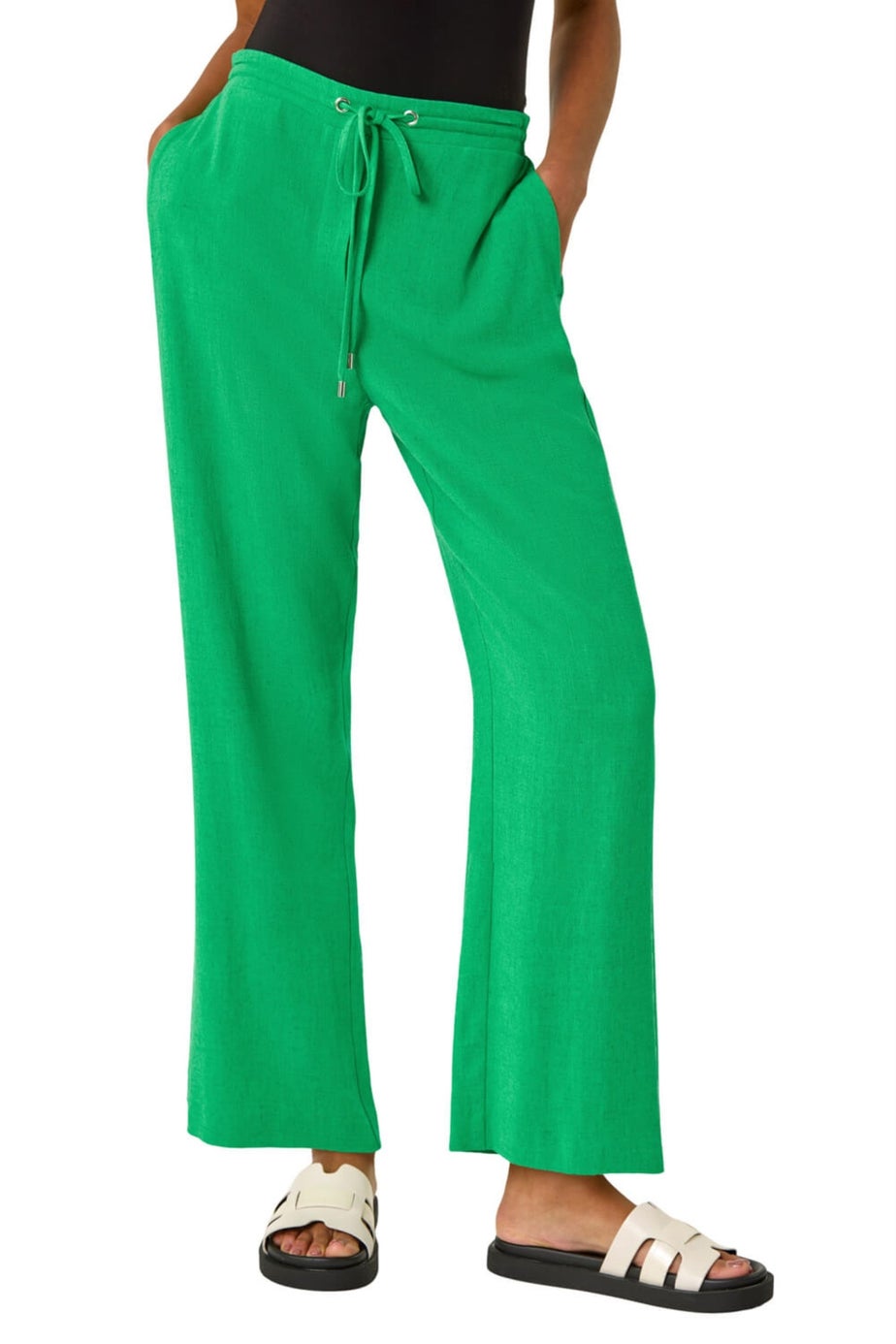 Roman Green Full Length Linen Trousers