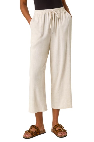 Roman Natural Cropped Linen Trouser
