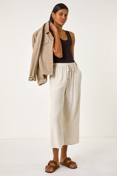 Roman Natural Cropped Linen Trouser