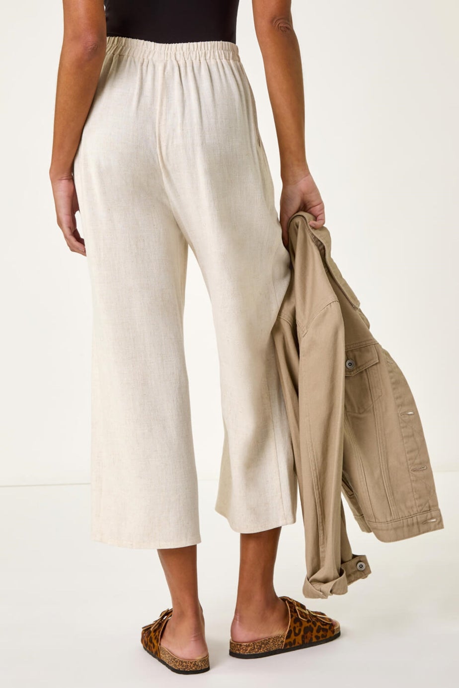 Roman Natural Cropped Linen Trouser