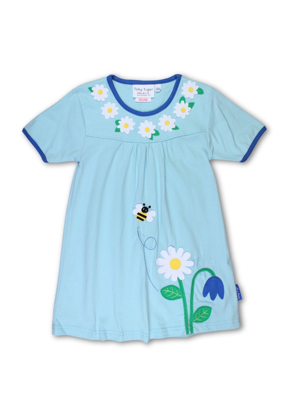 Toby Tiger Organic Blue Garden Applique T-Shirt Dress (6 months - 6 years)