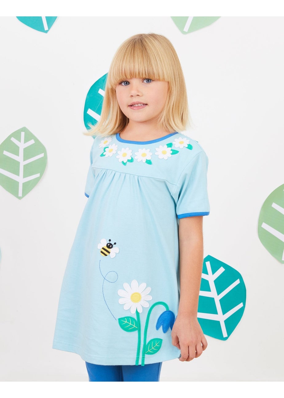 Toby Tiger Organic Blue Garden Applique T-Shirt Dress (6 months - 6 years)