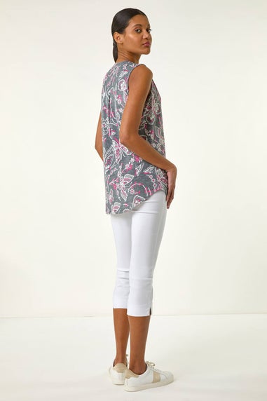 Roman Grey Textured Print Vest Top