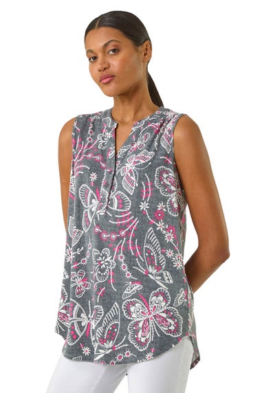 Roman Grey Textured Print Vest Top
