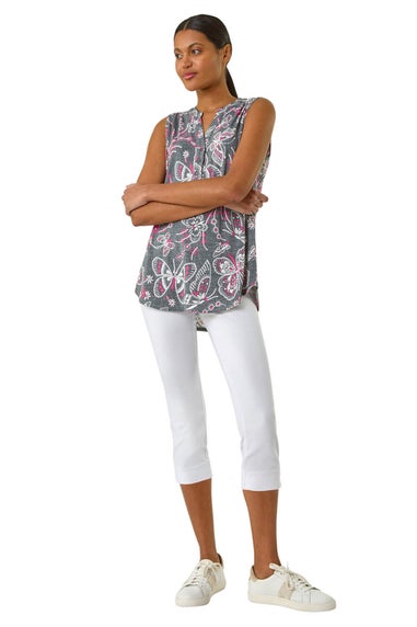 Roman Grey Textured Print Vest Top