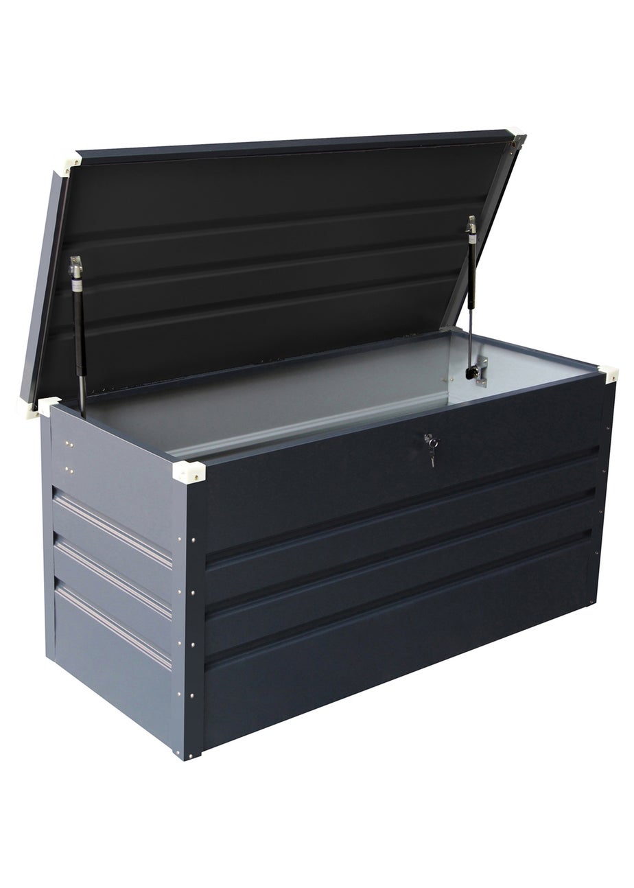 Charles Bentley Metal Storage Chest w/ Lock & Key Waterproof Seal Hydraulic Lid (H62cm x L132cm x W61cm)