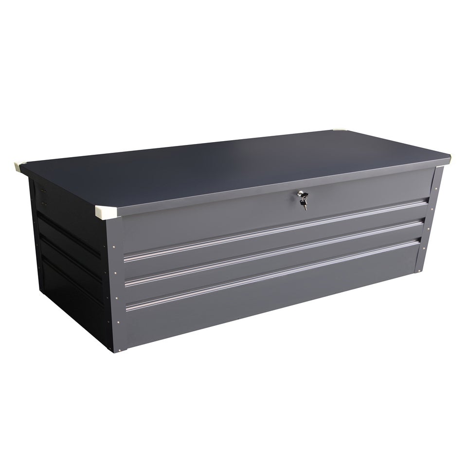 Charles Bentley Metal Storage Chest w/ Lock & Key Waterproof Seal Hydraulic Lid (H62cm x L132cm x W61cm)
