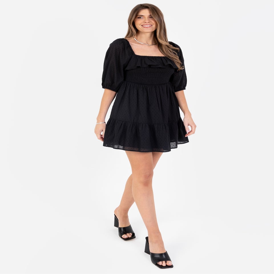 Lovedrobe Black Square Neck Mini Dress