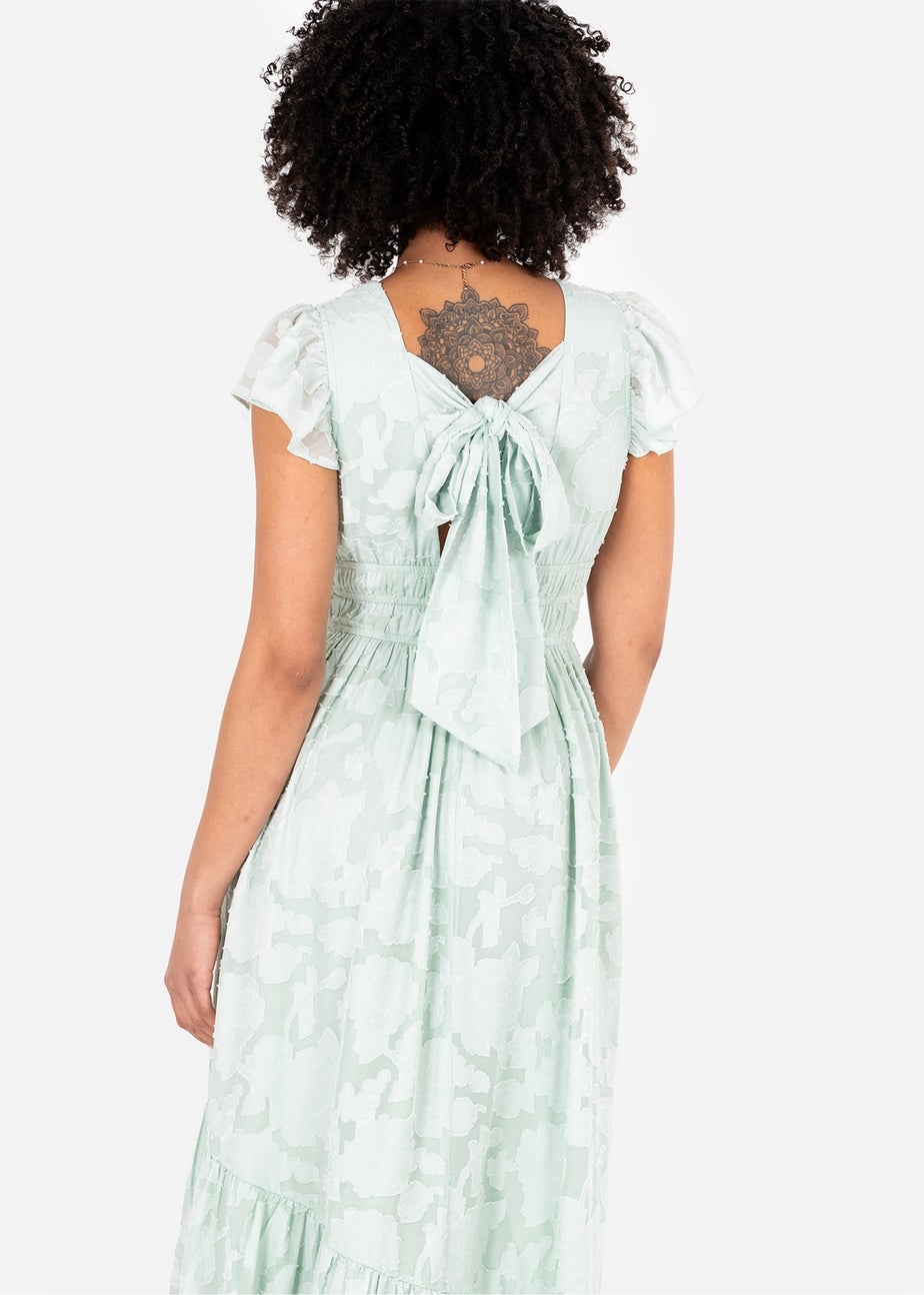 Lovedrobe Light Green Floral Faux Wrap Maxi Dress