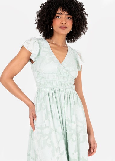 Lovedrobe Light Green Floral Faux Wrap Maxi Dress